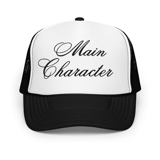 Main Character Black and White Foam Trucker Hat